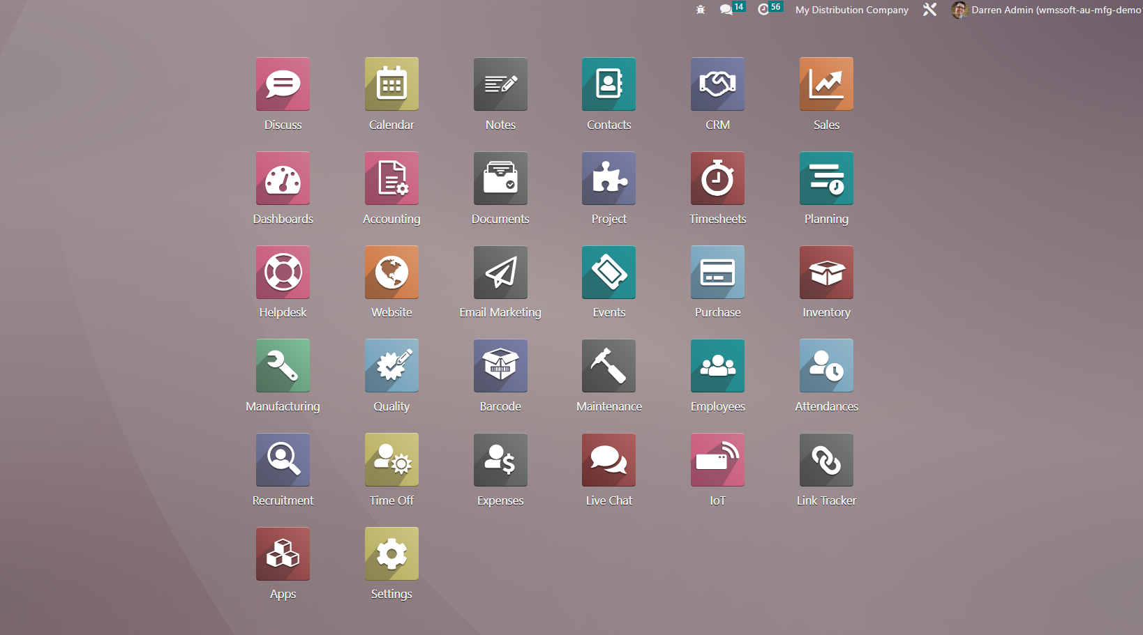 Dashboard of Odoo ERP