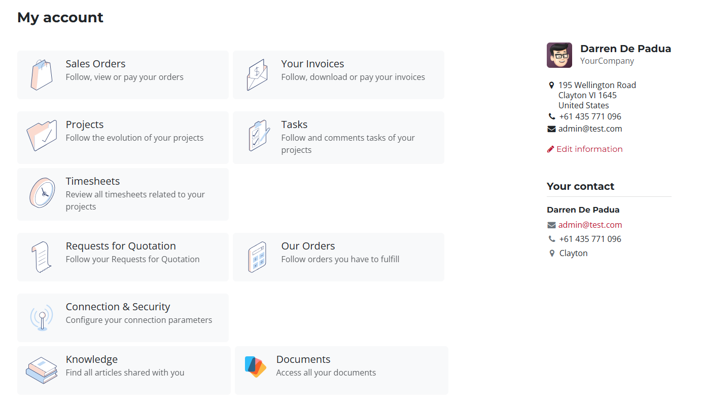 laptop showing odoo customer portal