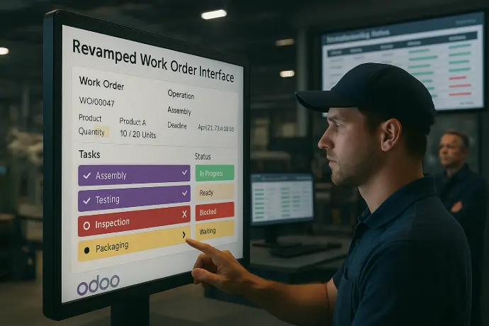 Revamped Work Order Interface Experience a faster, color-coded, and mobile-optimised interface for managing live production tasks. Revamped Work Order Interface Experience a faster, color-coded, and mobile-optimised interface for managing live production tasks.