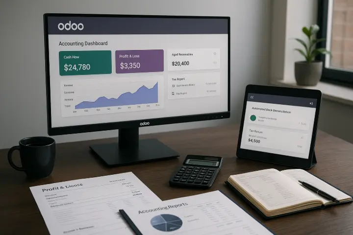 Accounting & Finance Odoo v19 introduces powerful enhancements to the Accounting & Finance module, streamlining compliance, automation, and reporting for modern businesses. Key improvements include fully certified tax compliance for multiple jurisdictions, including ATO-aligned payroll for Australia, automated bank reconciliation with AI-assisted suggestions, and seamless multi-currency support. Enhanced real-time financial dashboards, advanced analytic accounts, and consolidated reporting now enable clearer visibility across multiple entities. With improved invoice digitisation, batch processing, and OCR-powered document capture, finance teams can dramatically reduce manual effort and accelerate month-end closing with confidence and accuracy. Accounting & Finance Odoo v19 introduces powerful enhancements to the Accounting & Finance module, streamlining compliance, automation, and reporting for modern businesses. Key improvements include fully certified tax compliance for multiple jurisdictions, including ATO-aligned payroll for Australia, automated bank reconciliation with AI-assisted suggestions, and seamless multi-currency support. Enhanced real-time financial dashboards, advanced analytic accounts, and consolidated reporting now enable clearer visibility across multiple entities. With improved invoice digitisation, batch processing, and OCR-powered document capture, finance teams can dramatically reduce manual effort and accelerate month-end closing with confidence and accuracy.