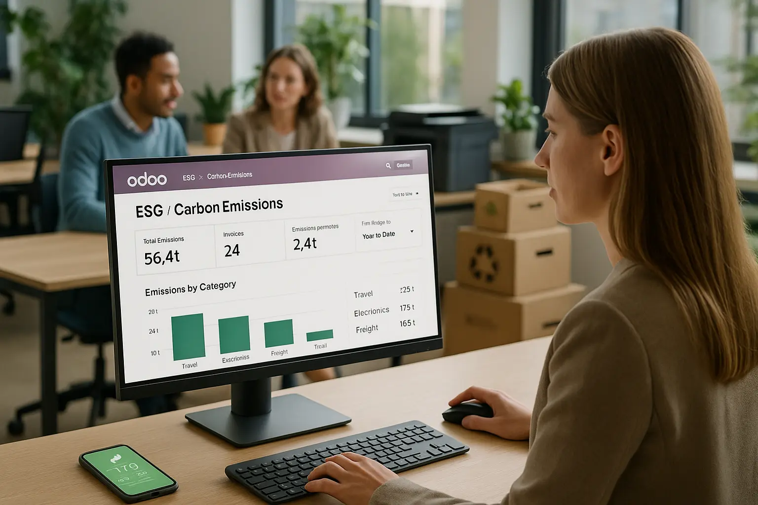 Built-In ESG Reporting Odoo 19 introduces built-in ESG tracking by automatically calculating CO₂ emissions using invoice data. It uses preloaded emission factors tied to purchases (e.g. fuel, electronics, travel), helping businesses comply with sustainability frameworks like the EU’s CSRD. /IMAGE For the first time ever, Odoo integrates Environmental, Social and Governance (ESG) reporting into its ERP. Imagine a manufacturing firm bidding for government contracts needs to demonstrate ESG compliance. With Odoo 19, they generate scope 3 carbon data directly from procurement activity — no additional software required. They meet reporting requirements, improve credibility, and gain a competitive edge in tenders.New Feature: Emission Tracking via Invoices Automatically calculate your carbon footprint using preloaded emission factors based on invoice data for fuel, electronics, travel and more. It has never been easier to prepare for the EU’s CSRD (Corporate Sustainability Reporting Directive) or future ESG compliance requirements in Australia. Odoo 19 makes sustainability measurable — and manageable. Built-In ESG Reporting Odoo 19 introduces built-in ESG tracking by automatically calculating CO₂ emissions using invoice data. It uses preloaded emission factors tied to purchases (e.g. fuel, electronics, travel), helping businesses comply with sustainability frameworks like the EU’s CSRD. /IMAGE For the first time ever, Odoo integrates Environmental, Social and Governance (ESG) reporting into its ERP. Imagine a manufacturing firm bidding for government contracts needs to demonstrate ESG compliance. With Odoo 19, they generate scope 3 carbon data directly from procurement activity — no additional software required. They meet reporting requirements, improve credibility, and gain a competitive edge in tenders.New Feature: Emission Tracking via Invoices Automatically calculate your carbon footprint using preloaded emission factors based on invoice data for fuel, electronics, travel and more. It has never been easier to prepare for the EU’s CSRD (Corporate Sustainability Reporting Directive) or future ESG compliance requirements in Australia. Odoo 19 makes sustainability measurable — and manageable.