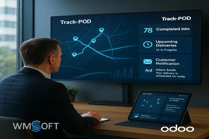 Smarter Logistics Starts Here In today’s on-demand economy, delivery delays, manual data entry, and disconnected systems are no longer acceptable. Businesses need a unified, intelligent platform that can optimise routes, track deliveries in real time, and enhance customer satisfaction—without doubling your admin workload. Enter Track-POD, the cloud-based delivery management solution, and Odoo Enterprise ERP, the world’s most flexible business system. And standing at the intersection of both is WMSSoft — Australia’s most trusted Odoo Enterprise implementation partner. Smarter Logistics Starts Here In today’s on-demand economy, delivery delays, manual data entry, and disconnected systems are no longer acceptable. Businesses need a unified, intelligent platform that can optimise routes, track deliveries in real time, and enhance customer satisfaction—without doubling your admin workload. Enter Track-POD, the cloud-based delivery management solution, and Odoo Enterprise ERP, the world’s most flexible business system. And standing at the intersection of both is WMSSoft — Australia’s most trusted Odoo Enterprise implementation partner.